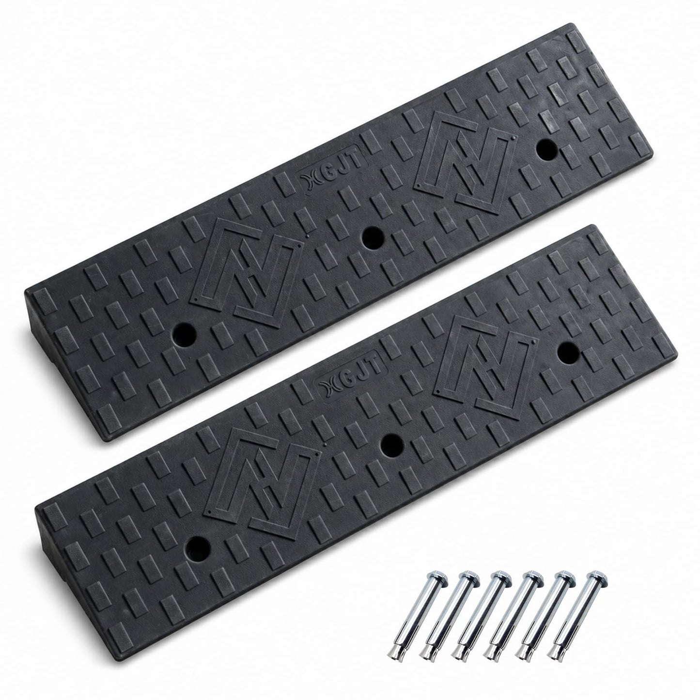 2 Pack 4'' Rise Rubber Curb Ramp,Heavy Duty, 11000lbs Capacity,Threshold Ramps, Car Slope Ramp for Loading Dock Bike Vehicle Warehouse Sidewalk Wheelchair (4" H)