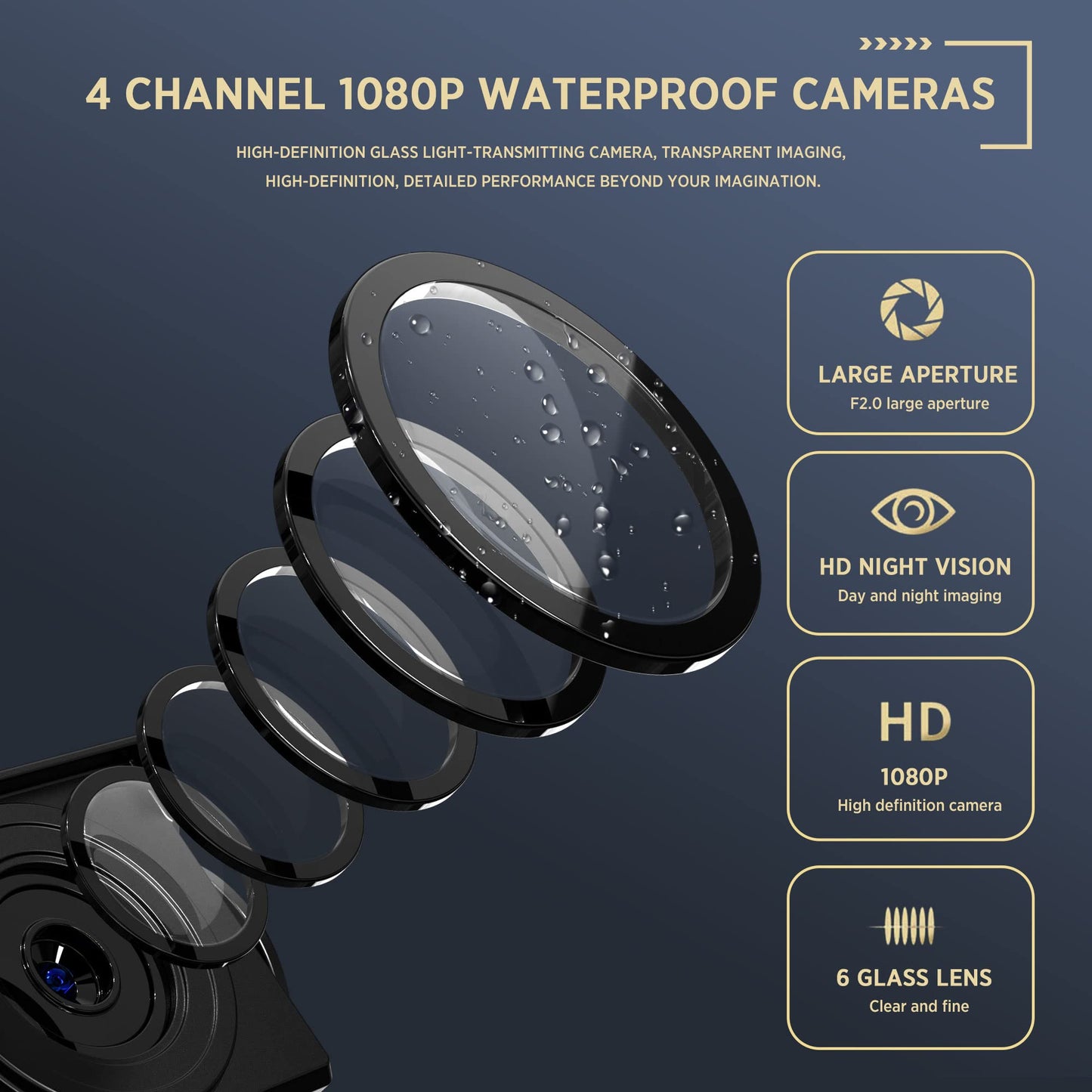 ASLONG 4K Backup Camera 4CH Dash Cam with 10.36" Quad Split Touch Screen & 4 AHD Front Rear Sides View Camera w/DVR Recording Music Video Playback Avoid Blind for RV Semi Trailer Truck Van