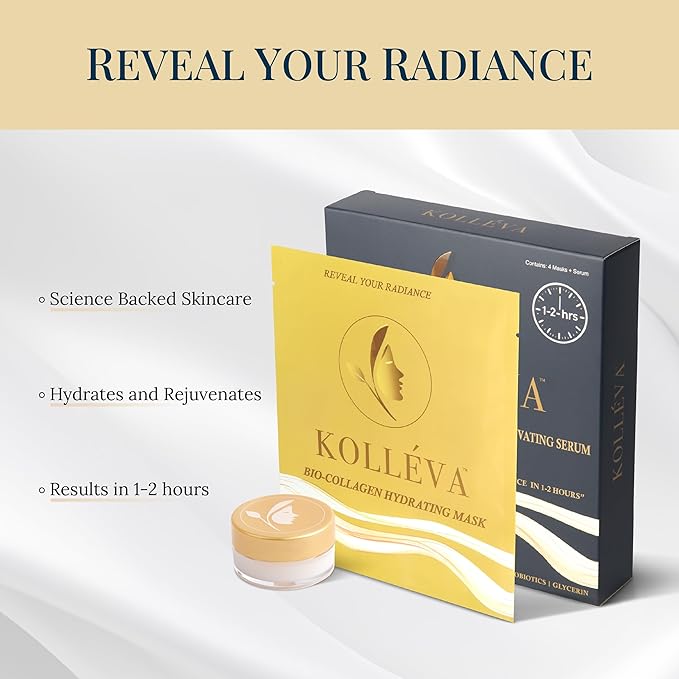 Kolléva Collagen Hydrogel Masks ?“Instant 2-Hour Glow | 4 Clinical Level Masks | U.S. Skincare Innovation