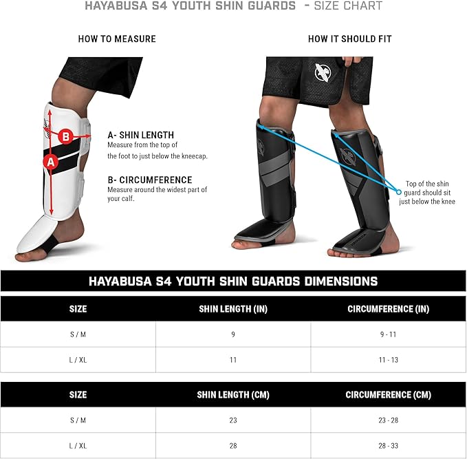 Hayabusa S4 Kids Shin Guards, Muay Thai, MMA, Kickboxing, Martial Arts