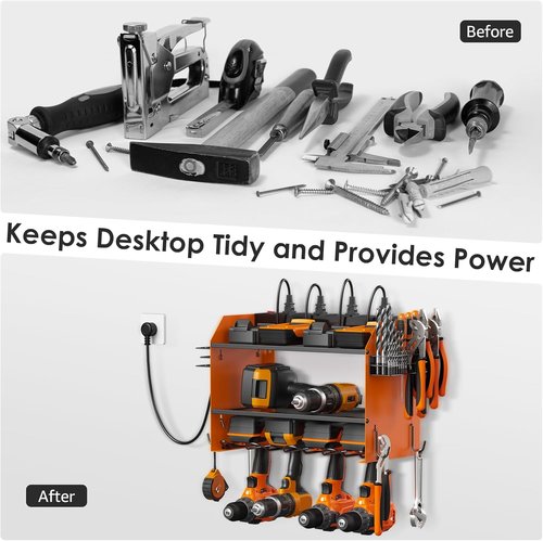 CCCEI Modular Power Tool Organizer - Wall Mount Charging Station & Heavy-Duty Storage Shelf | Orange, 1 Pack
