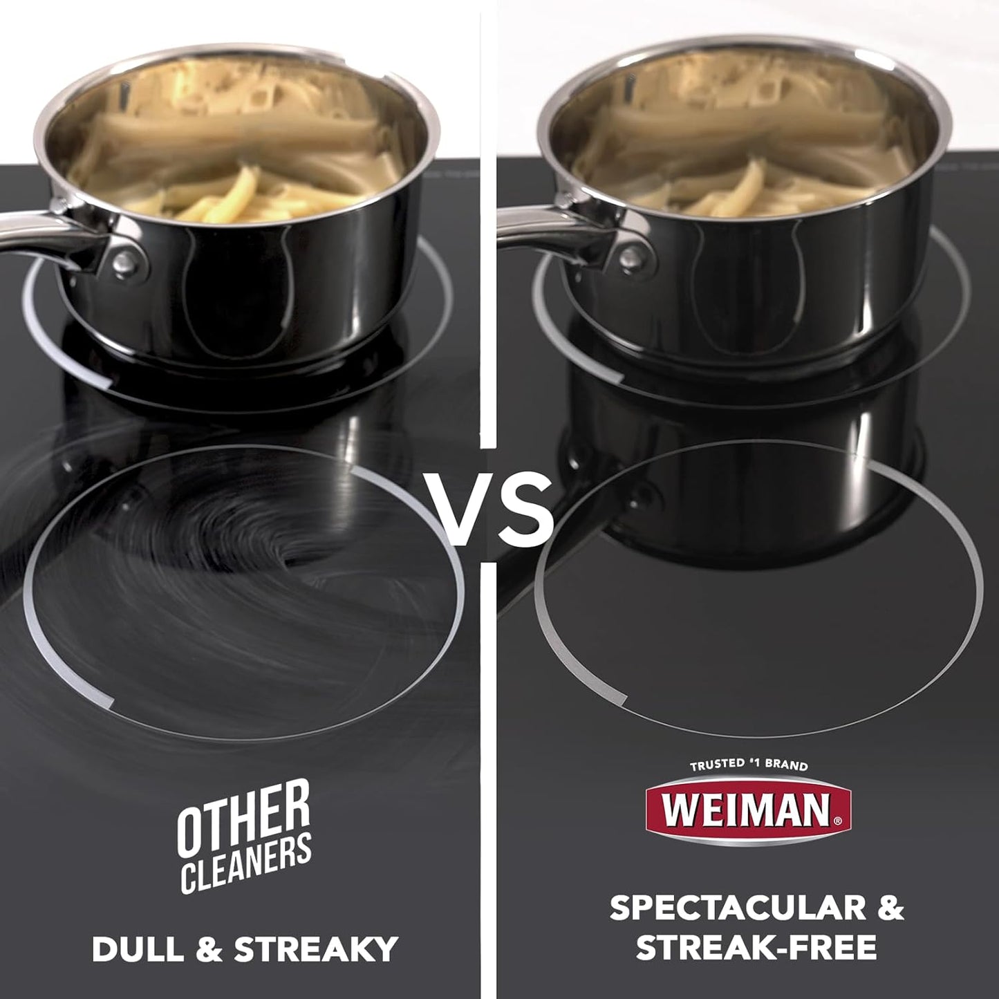 Weiman Ceramic & Glass Cooktop Cleaner - Heavy-Duty Polish with 3 Scrubbing Pads | 10 Ounce Bottle
