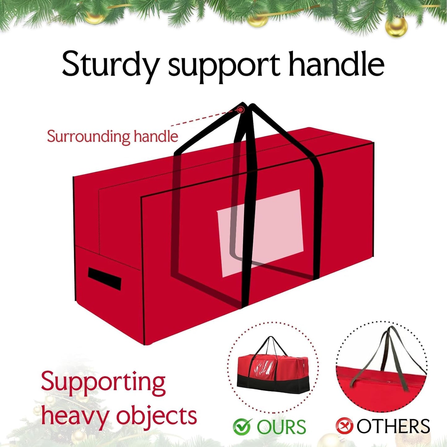 Regine Switzerland Christmas Tree Storage Bag - Heavy Duty 600D Oxford for 10 Ft Trees | Dampproof with Reinforced Handles & Dual Zipper