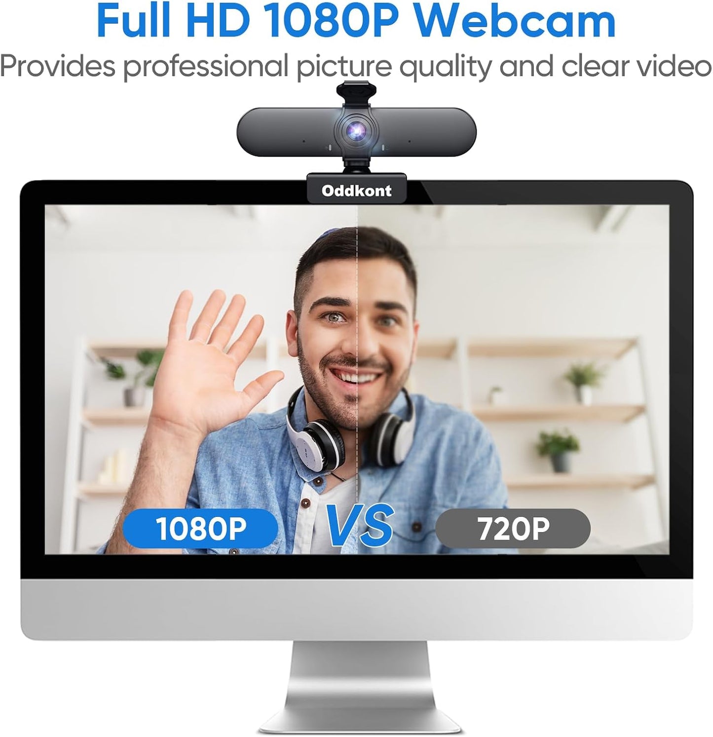 kovela 1080P Webcam with Microphone USB Web Cam Plug&Play Privacy Cover Adjustable Wide Angle Web Camera Computer