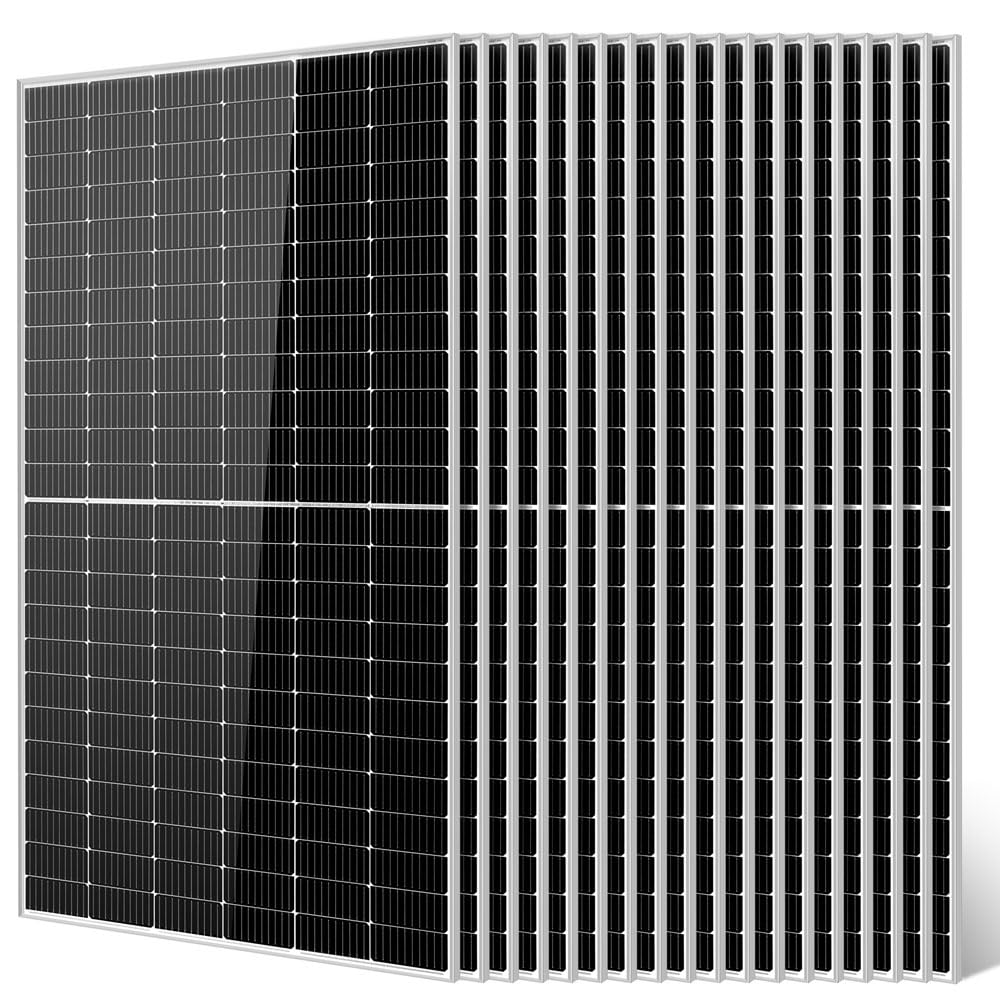 SUNGOLDPOWER 18PCS 550W Solar Panel,UL61730,18BB Monocrystalline Grade A Cell,Rigid,High Efficiency,IP68，charging 12V/24V/48V Battery on Rooftop,Yard,Marine,on/off Grid system CEC listed (Total 9900W)
