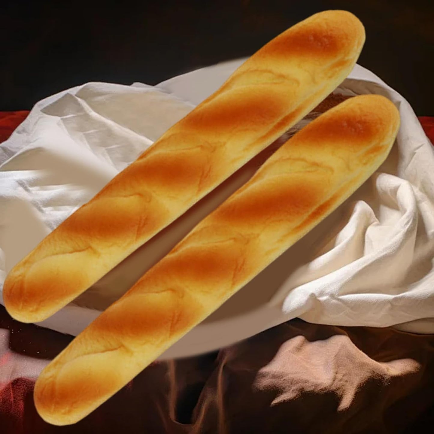 HDBHSBE 2PCS 13.8x2.4in French Bread Bread, PU Realistic Long Artificial, Bake for Display, Photography Props, Bakery