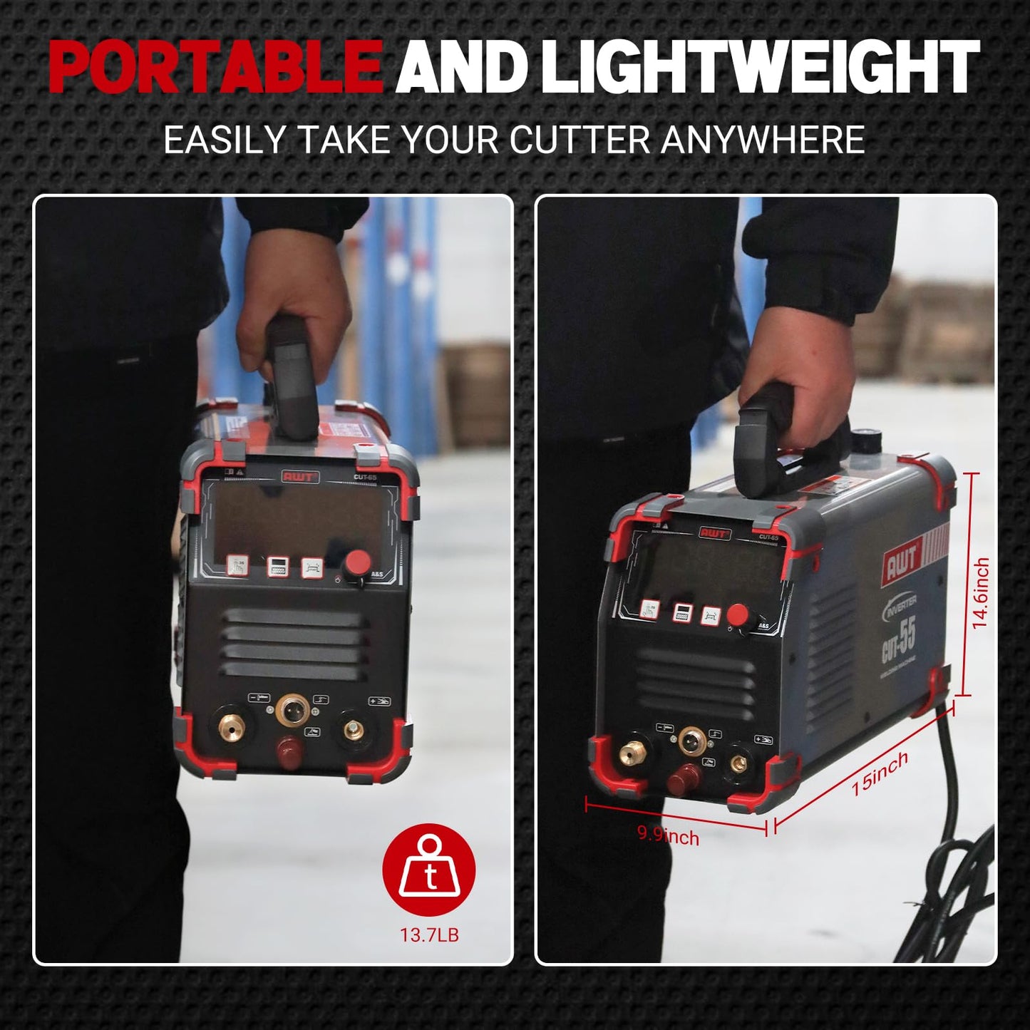 AWT Plasma Cutter,Large LED Display Cutter Machine 55Amps with Non-Touch Pilot Arc,110/220V Dual VoltagePlasma Cutting Machine,IGBT Inverter Air Sensor Technology&2T/4T,Max Cut 3/4"Plate/Mesh Cutting