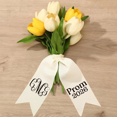 Hahafelt Custom Name Bouquet Sash - DIY Iron-On Ribbon Kit for Weddings, Senior Night & Keepsakes