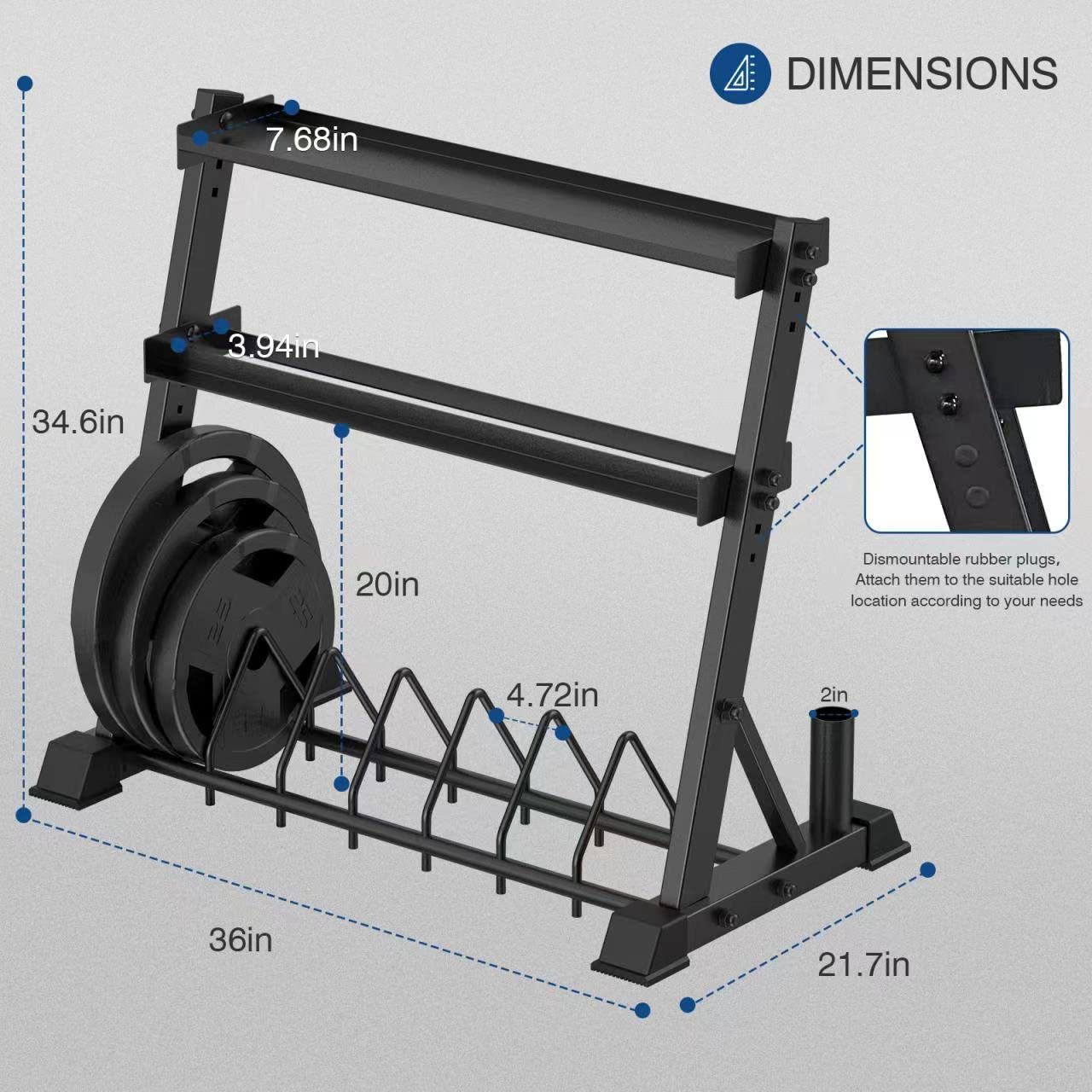 ULTRA FUEGO Dumbbell Rack 3-Tier Weight Plate Rack Storage Stand for Dumbbell/Kettlebell/Weight Plate and Curl Bar
