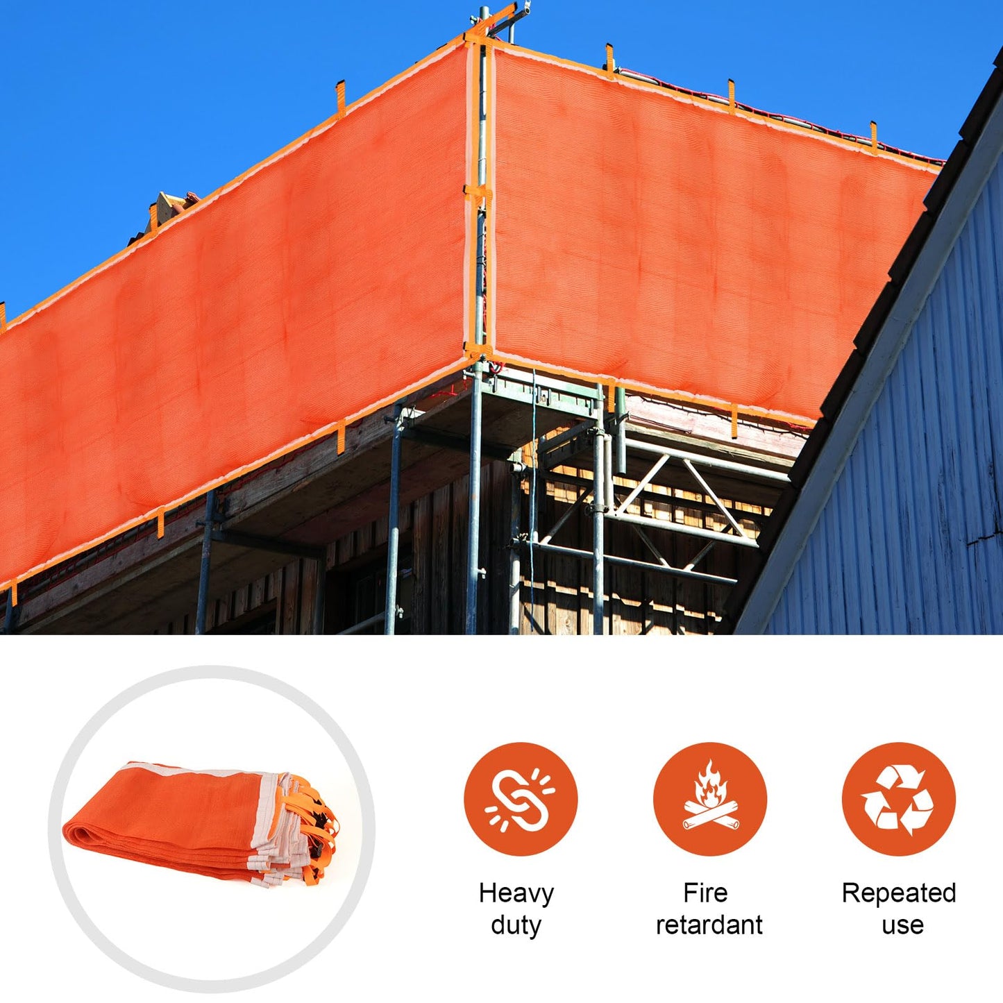 Superior Pump Jack Safety NET, Fire Retardant Construction Safety Debris Netting, 20 ft Industrial-Strength Scaffold Railing Net Enclosure, Workplace Safety Protection, Visibility Barrier