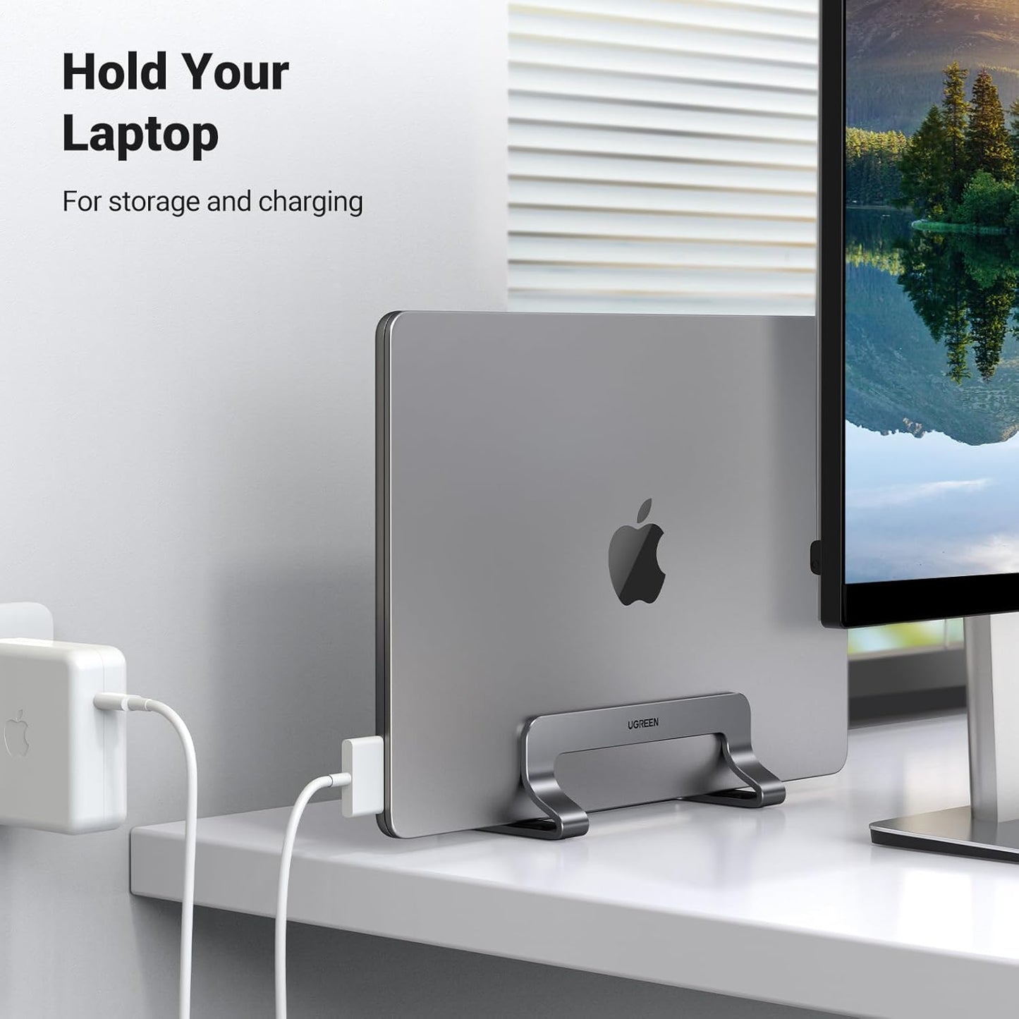 UGREEN 17.3 Inch Vertical Laptop Stand Holder for Desk Compatible with MacBook Pro, MacBook Air Stand Vertical Aluminum