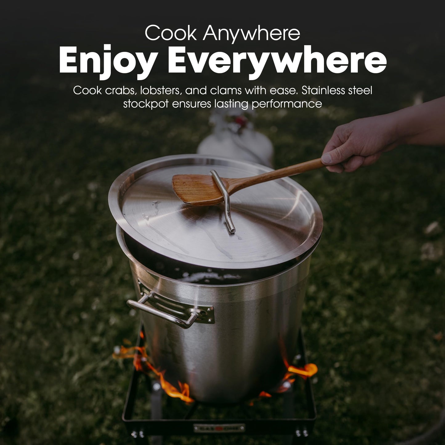GasOne Stainless Steel Stockpot – 20qt Stock Pot with Lid and Capsule Tri-Ply Bottom – Heavy-Duty Cooking Pot for Beer Brewing, Soup, Seafood Boil – Reinforced Rim Stainless Steel Soup Pot