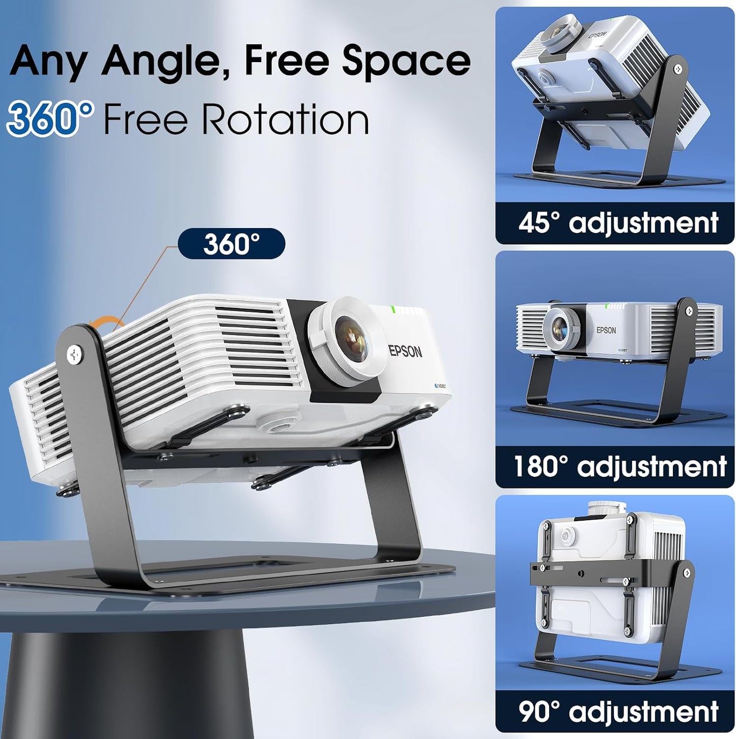 DAWASAPAT Desktop Foldable Stand, Universal Projector Ceiling Mount with Adjustable Plate Arms, Wall Mount with Cable
