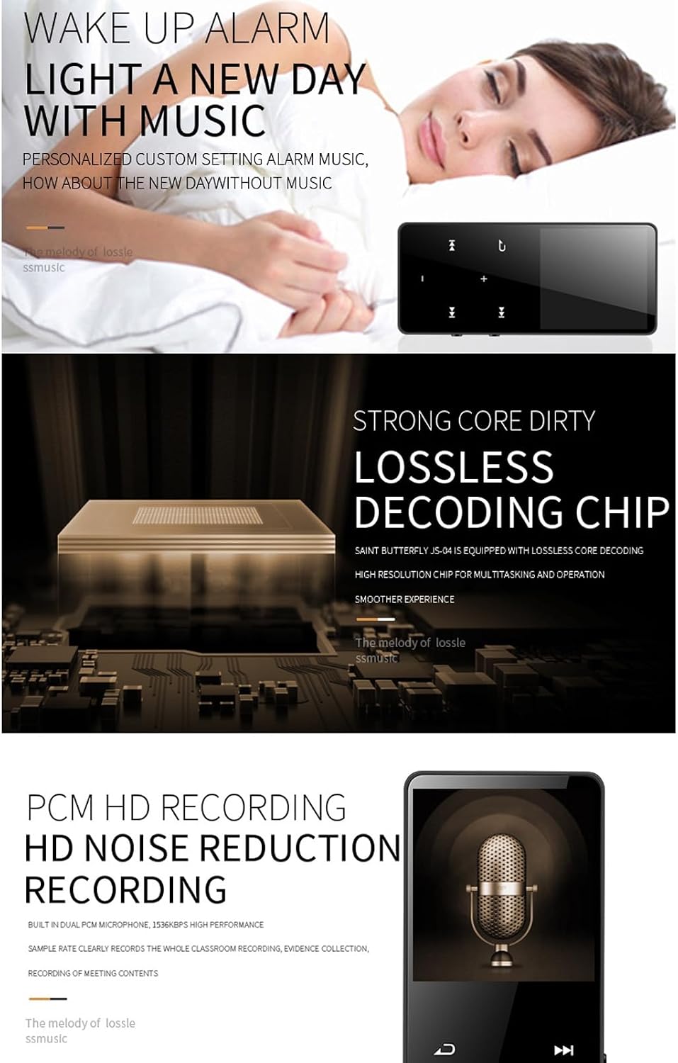 EBTOOLS MP3 MP4 5.0 Player, BT HiFi Loseless Audio Sound, Large Stroage, Portable Multipurpose Player for Music Video