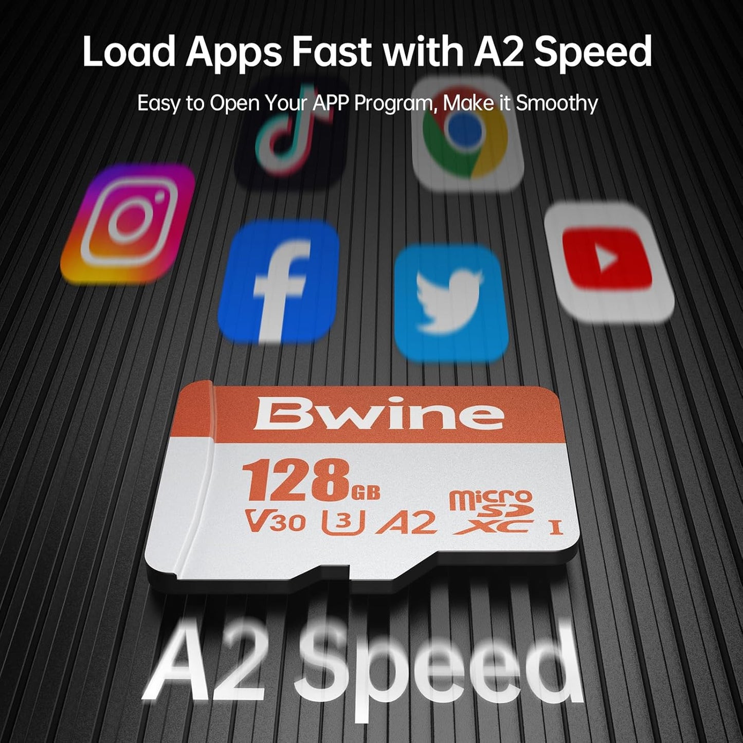 Bwine 128G 100MB/s, 4K 1 Micro SD Card, Read Speed up to UHD Video Support, Compatible with Digital Camera, Drone