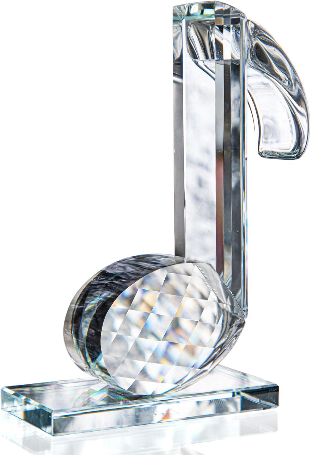 QFkris Crystal Eighth Note Figurine - 5'' Musical Glass Sculpture for Home Decor & Gifts