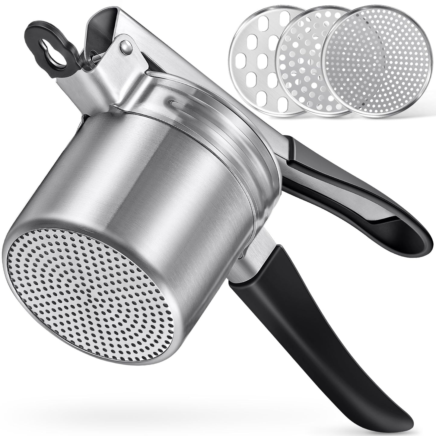 Potato Ricer, Sopito Stainless Steel Potato Masher with 2 Interchangeable Cups for Mashed Potatoes, Heavy Duty Kitchen Gadget for Home Use