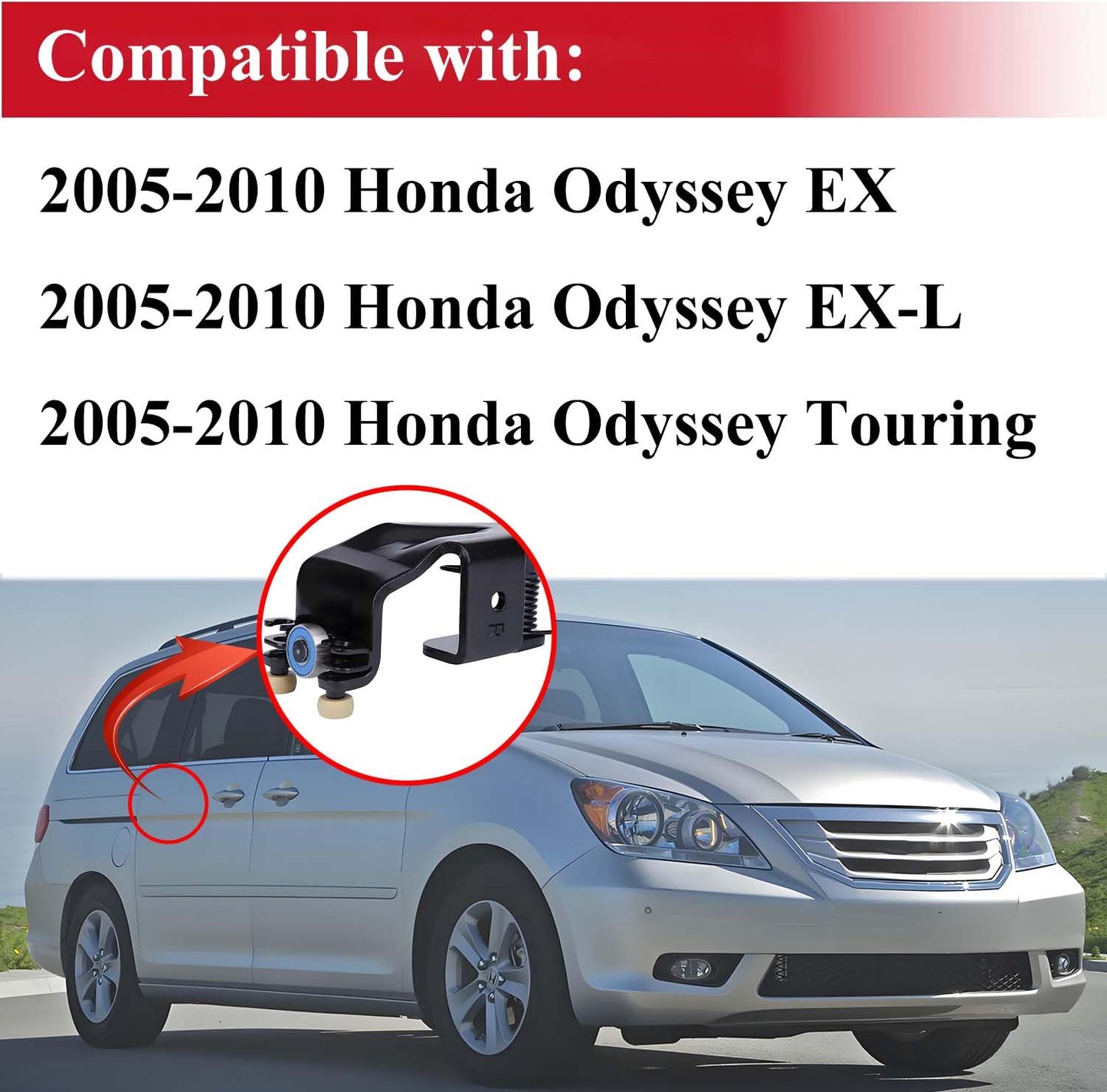 Power Sliding Door Rollers Assembly Compatible with 2005-2010 Honda Odyssey EX EX-L Touring, W/ Door Holders, Replace # 72561-SHJ-A21, 924-128, 72521-SHJ-A21, 924-129, 2PCS, Driver and Passenger Side