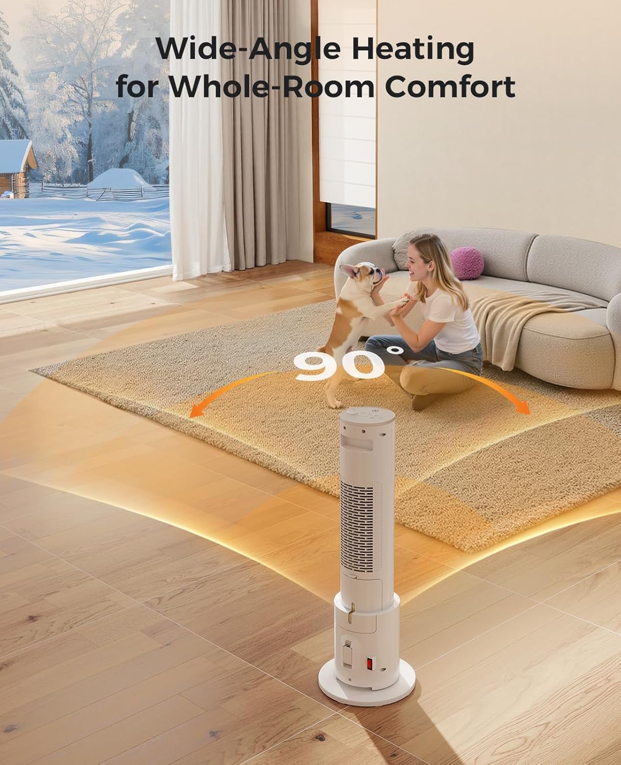 Skiennix Space Heater with Humidifier - Portable Indoor Tower Heater with Remote, Adjustable Thermostat & 12H Timer