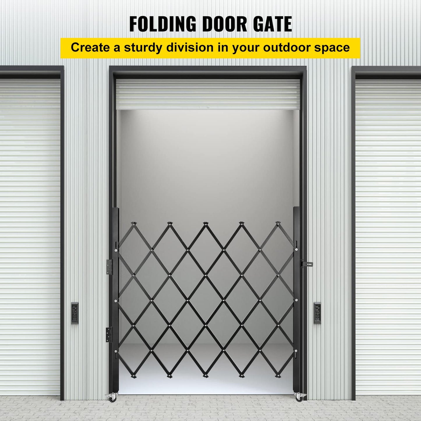 VEVOR Single Folding Security Gate, 51.57" H x 42" W Folding Door Gate, Steel Accordion Security Gate, Flexible Expanding Security Gate, 360° Rolling Barricade Gate, Scissor Gate or Door with Padlock
