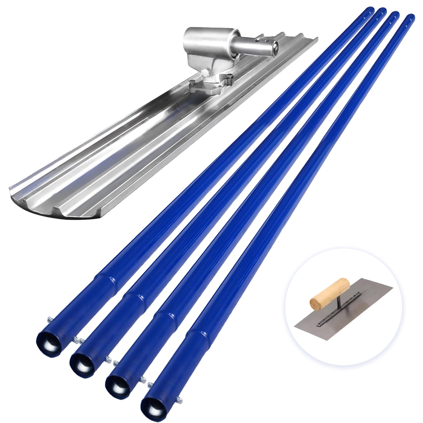 Bull Float Aluminum Magnesium Alloy Concrete Float 48"x8" Round End Board Kit trowel Tool Cement Tools Float Bracket Concrete Finishing Tools With 57" Handle x4 VOYAR