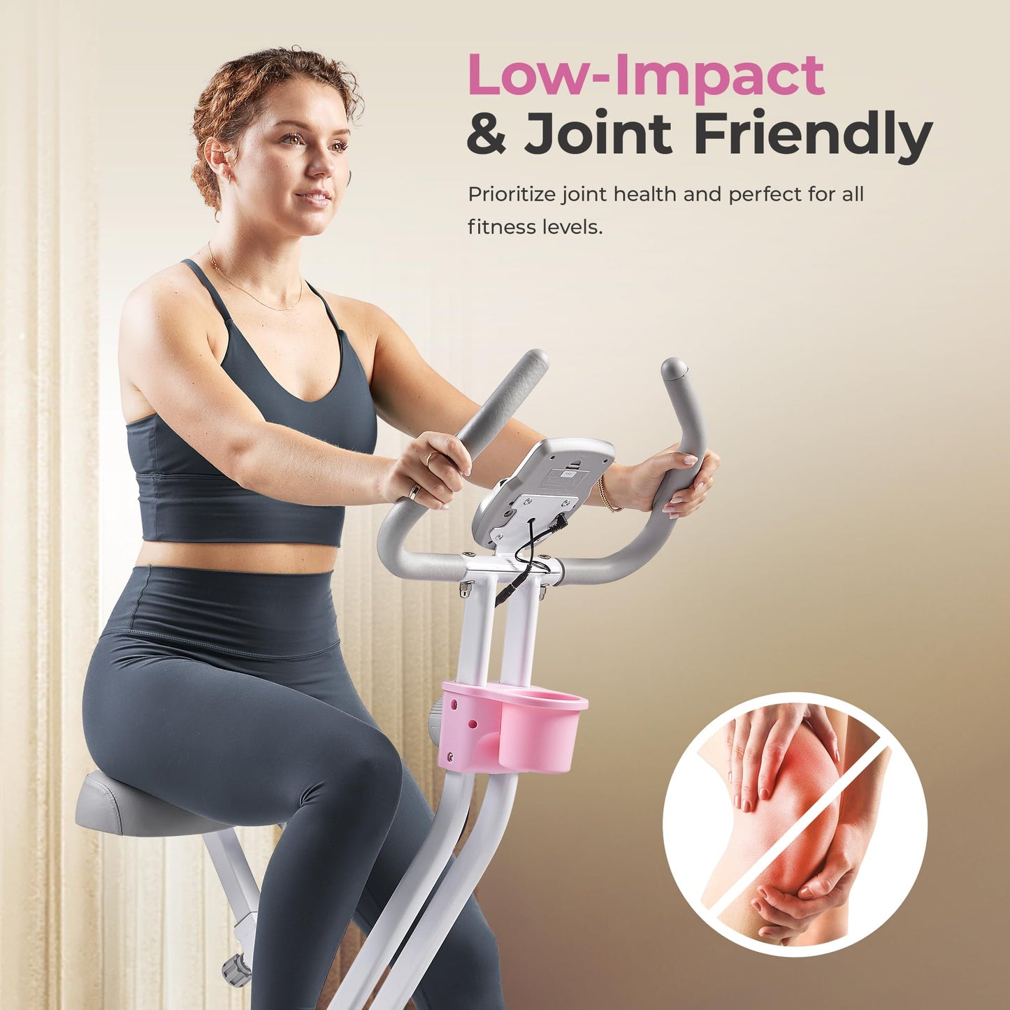 Sunny Health & Fitness Smart Folding X-Bike, Portable Compact Exercise Bike for Indoor Cycling Workout, Home Cardio Training Machine, Free SunnyFit App Bluetooth Connect