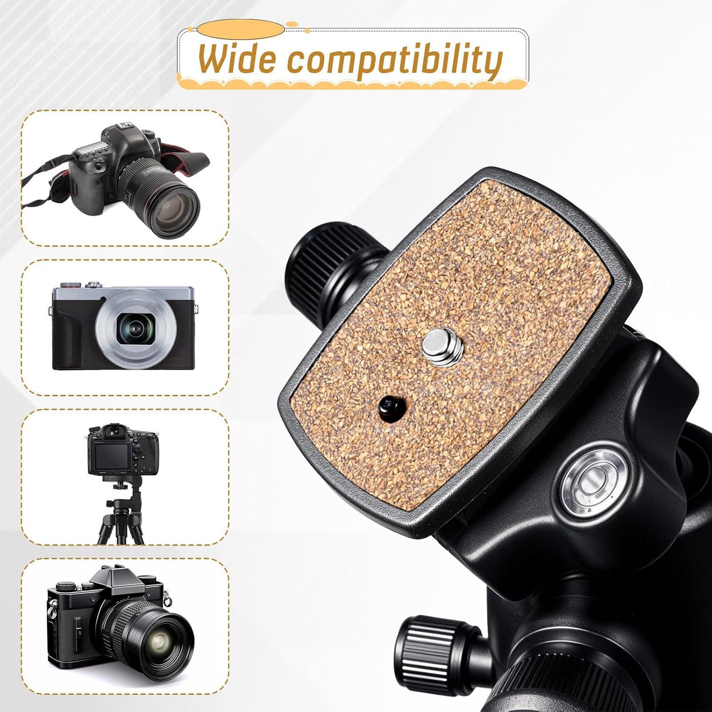 Josojoou 3PCS 43x43mm Universal Tripod Quick Release Plate, Wood Camera Tripod Mount Adapter with Screws, Camera