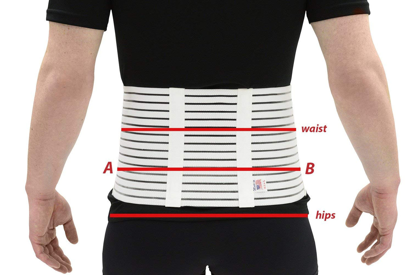 ITA-MED 12" Abdominal Binder for Men, Adjustable & Breathable Post Surgery Compression Garment, Ideal for Post-Surgical Patients & Individuals with Hernias (Black, Small)