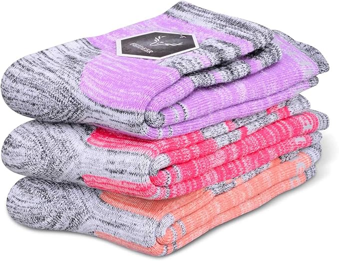 FEIDEER Hiking Walking Socks For Women, Multi-pack Outdoor Recreation Socks Moisture Wicking Crew Socks