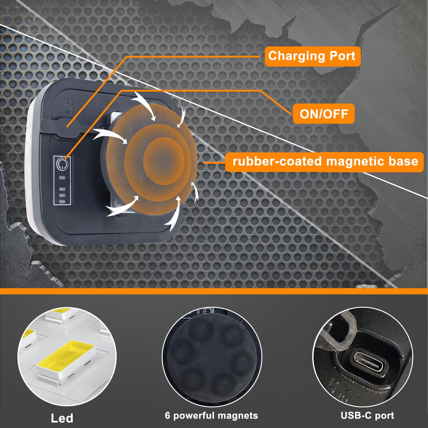 yuksood Wireless Trailer Light Kit - Magnetic, Rechargeable, Waterproof IP67 for Trucks, RVs, Boats - Red, Model zy-5023B