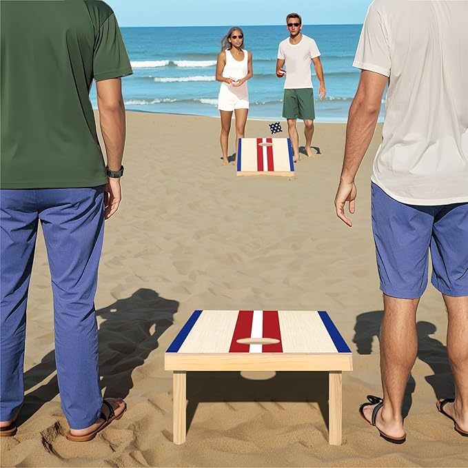 Cornhole Boards Set - Regulation Size 4x2/3x2ft Solid Wood Corn Hole Game Set with 8 Bean Bags and 2 Cornhole Boards - Perfect for Outdoor Game
