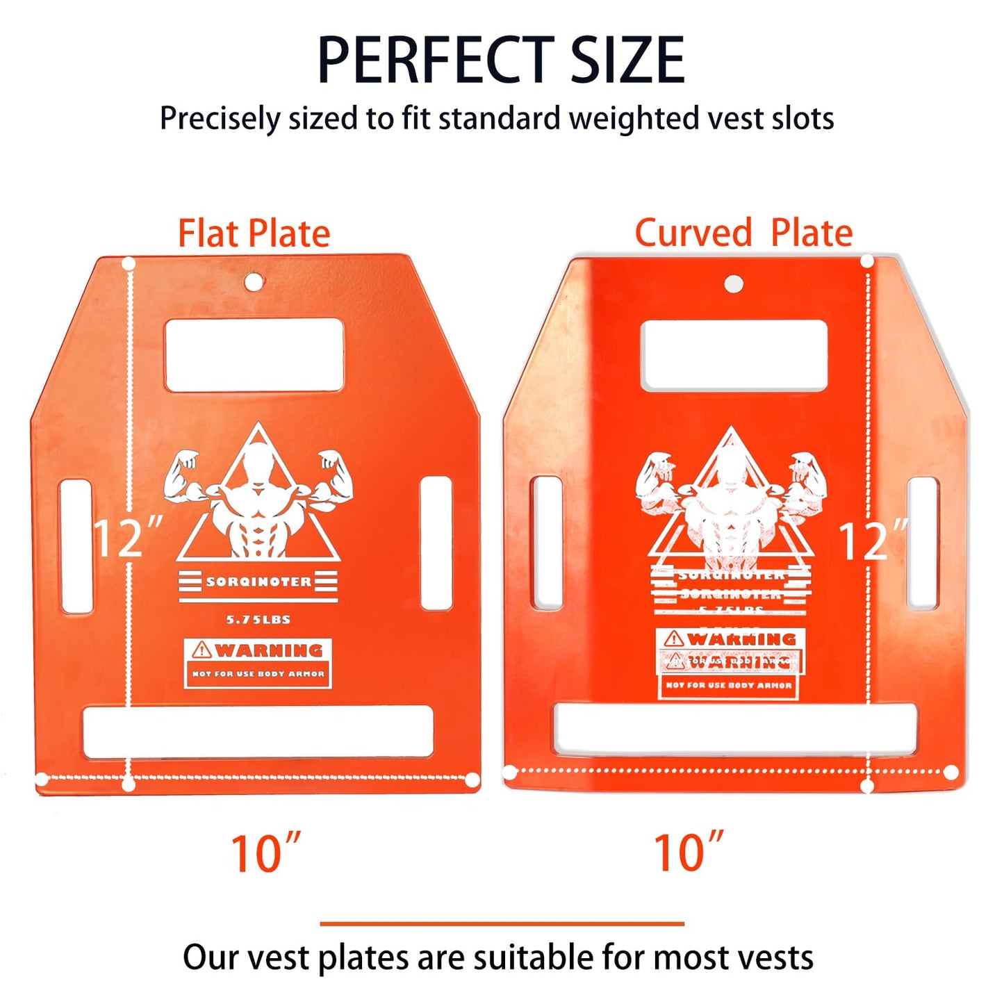 Universal Weight Vest Plates - 8.75lb & 5.75lb Curved/Flat Pair Set, Compatible with Most Vests for Strength, Cardio & Home Gym Training