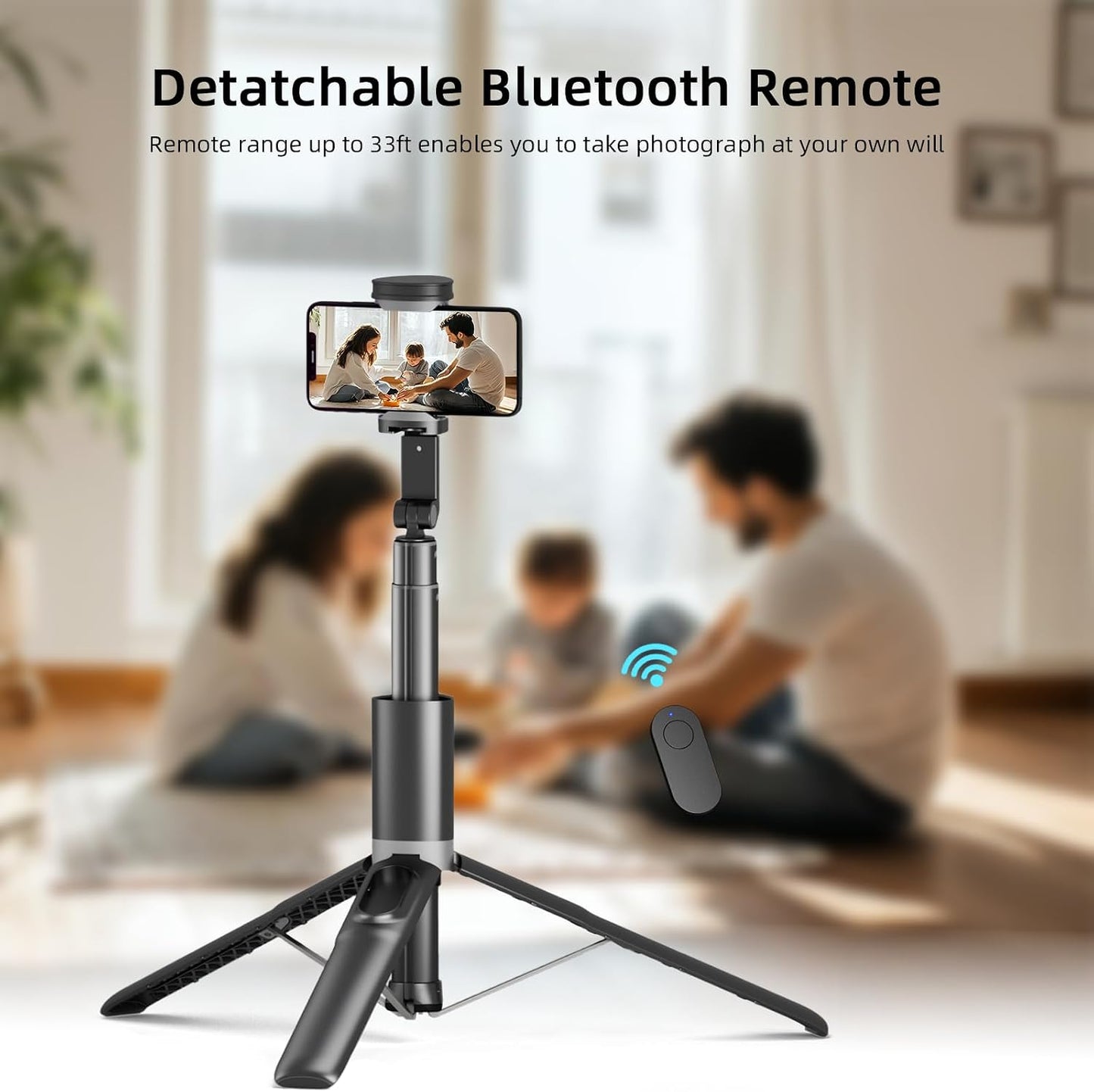 KINGJOY 61" Selfie Stick Tripod with Bluetooth Remote, Heavy Duty Aluminum Extendable Vlogging Stand with Metal Base