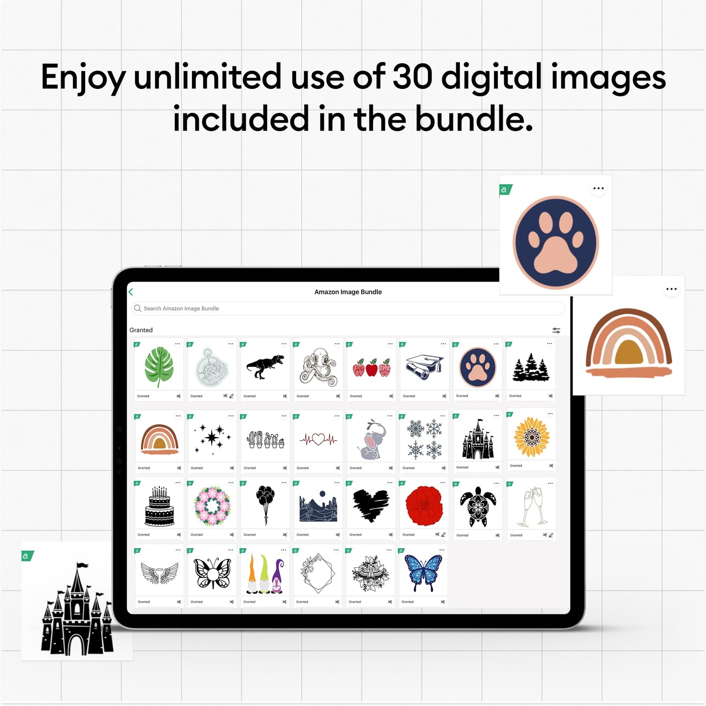 Cricut Maker 3 & Digital Content Library Bundle - Includes 30 Images in Design Space App - Smart Cutting Machine, 2X Faster & 10X Cutting Force, Cuts 300+ Materials, Blue, Leather,Vinyl