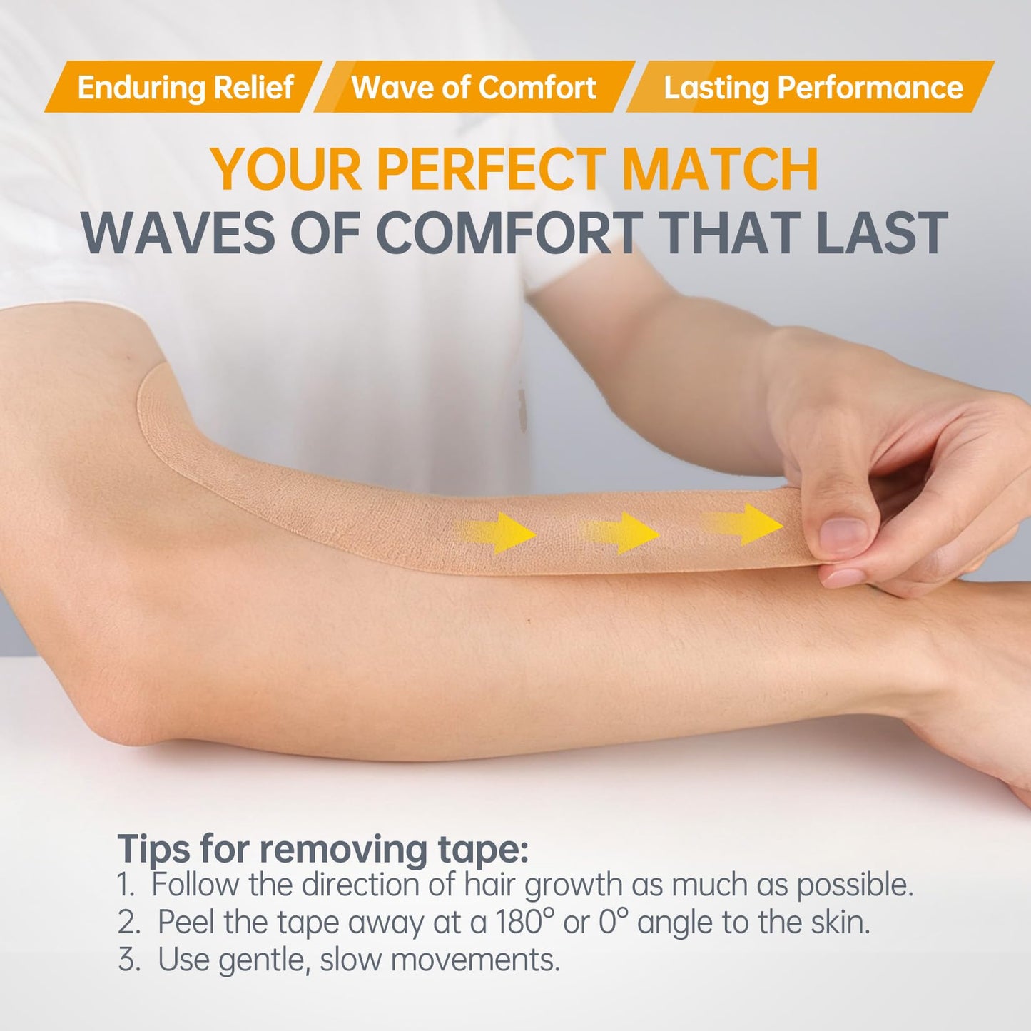 Dimora Kinesiology Tape, 40 Count Precut Strips 2 Rolls, Original Cotton, 10” Elastic Athletic Tape for Muscle Pain Relief and Joint Support, Beige