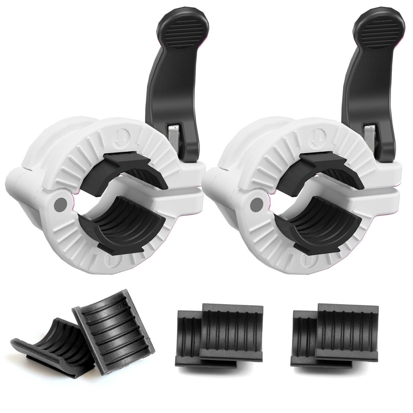 MAXRICH Barbell Clamp 1 inch Multiple Sizes & Adjustable Weight Clips for Barbell Quick Release Barbell Clips|Barbell Collar Bar Locks for Weight Lifting (White)