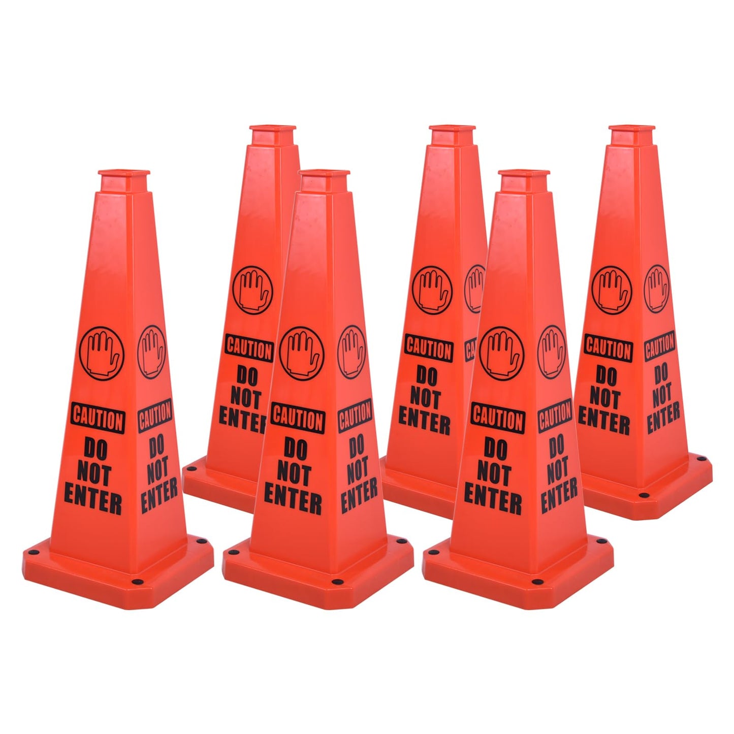 OranclUS 6 Pack 36 Inch 4-Sided Safety Cone, “Do Not Enter” Orange Traffic Cone, Extra Tall Bright High Visibility Durable PVC Stackable Cones (6, Orange-Do Not Enter, 36inch Printed)