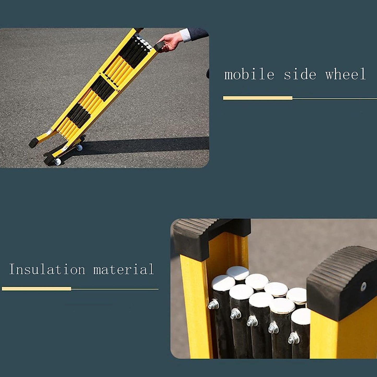 YGwnjqr Barrier, Traffic Barrier, Portable Pedestrian Barrier Base with 2 Wheels for Schools Construction Sites Outdoor Expandable Metal Barricade,Yellow,1.2 * 2.5M,Yellow-1.2 * 4M