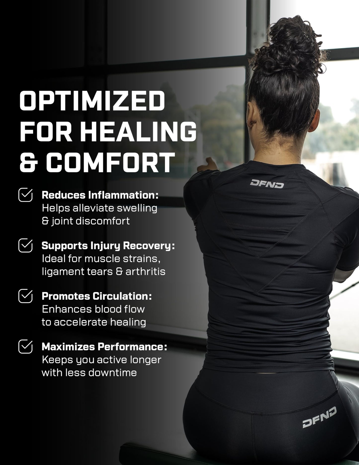 Women's SS Compression Posture Shirt for Back, Shoulder & Neck Pain - for Training & Recovery - Made in USA - (Black - Small)