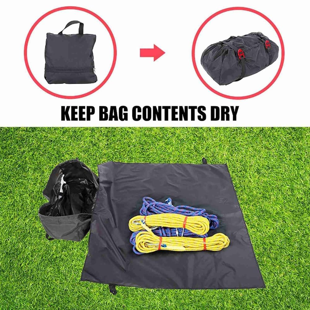 MOPFOL Rock Climbing Rope Bag – Water proof Oxford Folding Storage Backpack with Ground Sheet, Adjustable Shoulder Strap for Outdoor Camping, Hiking(Black)