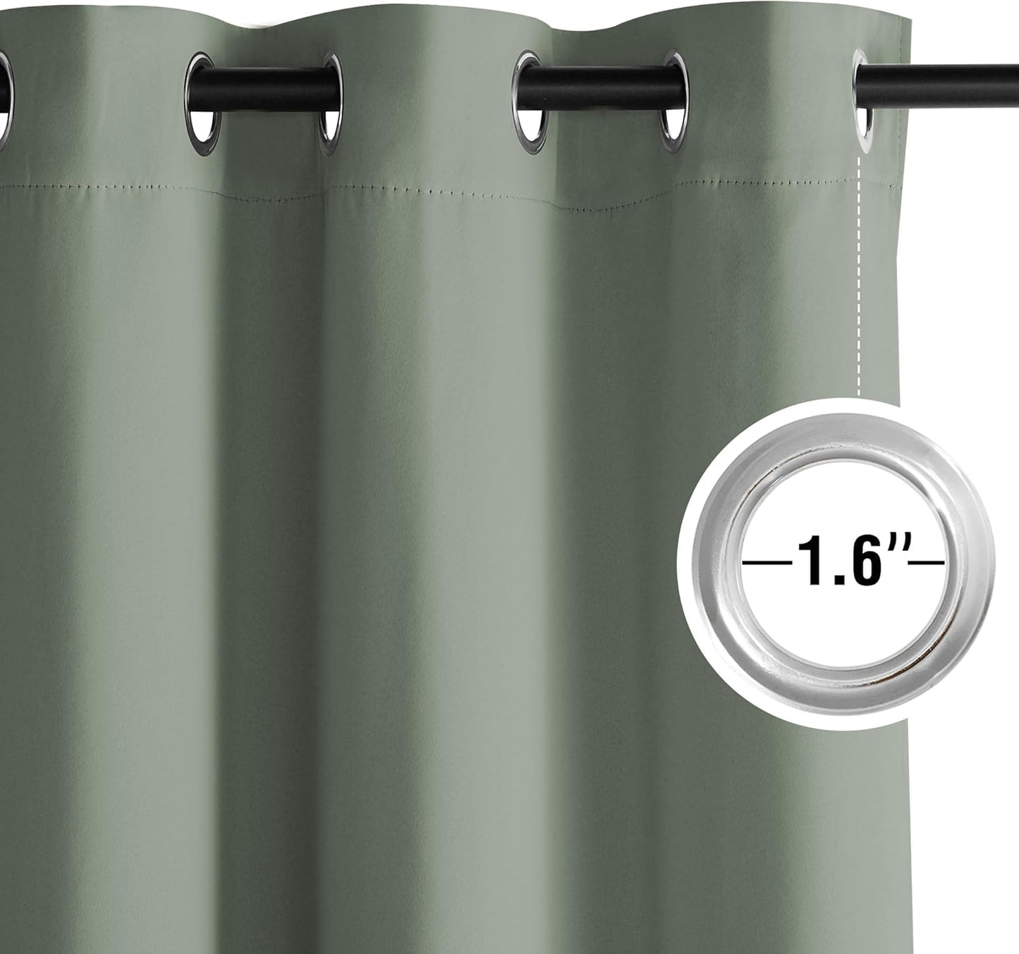 NICETOWN Room Darkening Curtains - Sage Green Drapery Panels, 52"W x 108"L for Ultimate Privacy