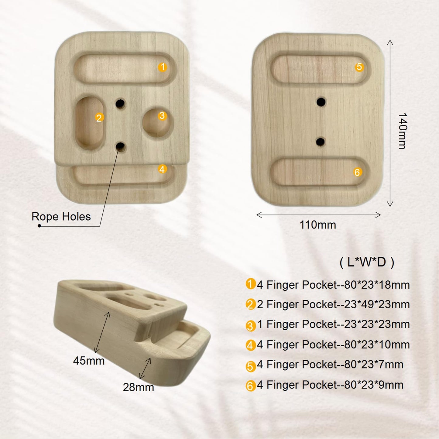 AWNOM Climbing Hangboard Rock Climbing Training as Climbing Fingerboard with Jugs, Slopes and Edges, Pockets as Door Mounted Training Station Rock Climbing Pull Up Bar (2 Pcs)