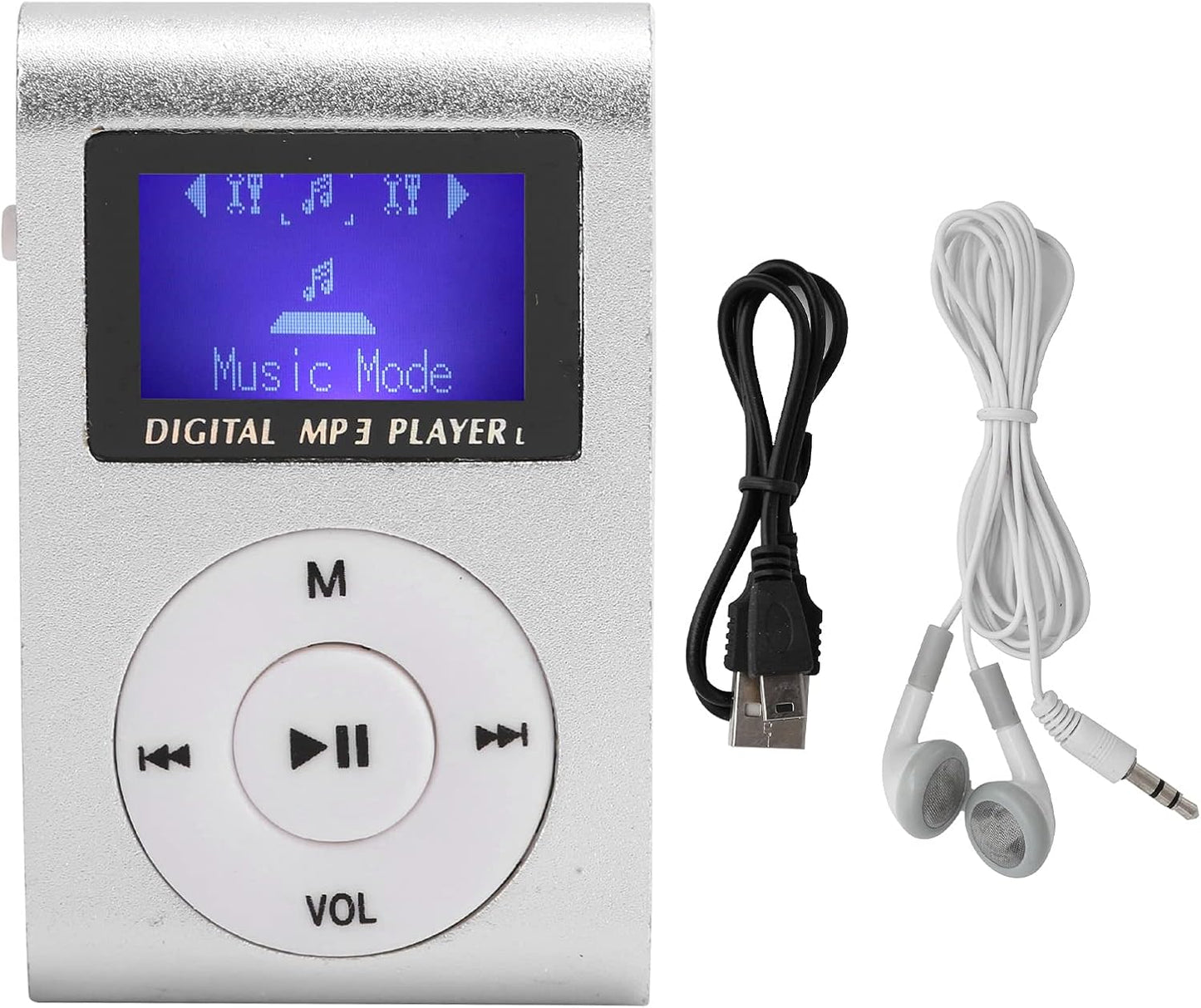 Liccx Mp3 MP3 32GB(Silver) Player, Music Player with Headphone and USB Cable, Back Clip Lossless Sound Music Player