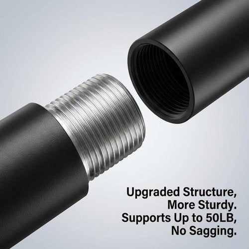 IFELS Heavy Duty Curtain Rod - Adjustable 66 to 120 Inch Black Drapery Rod with Modern Design & Easy Installation