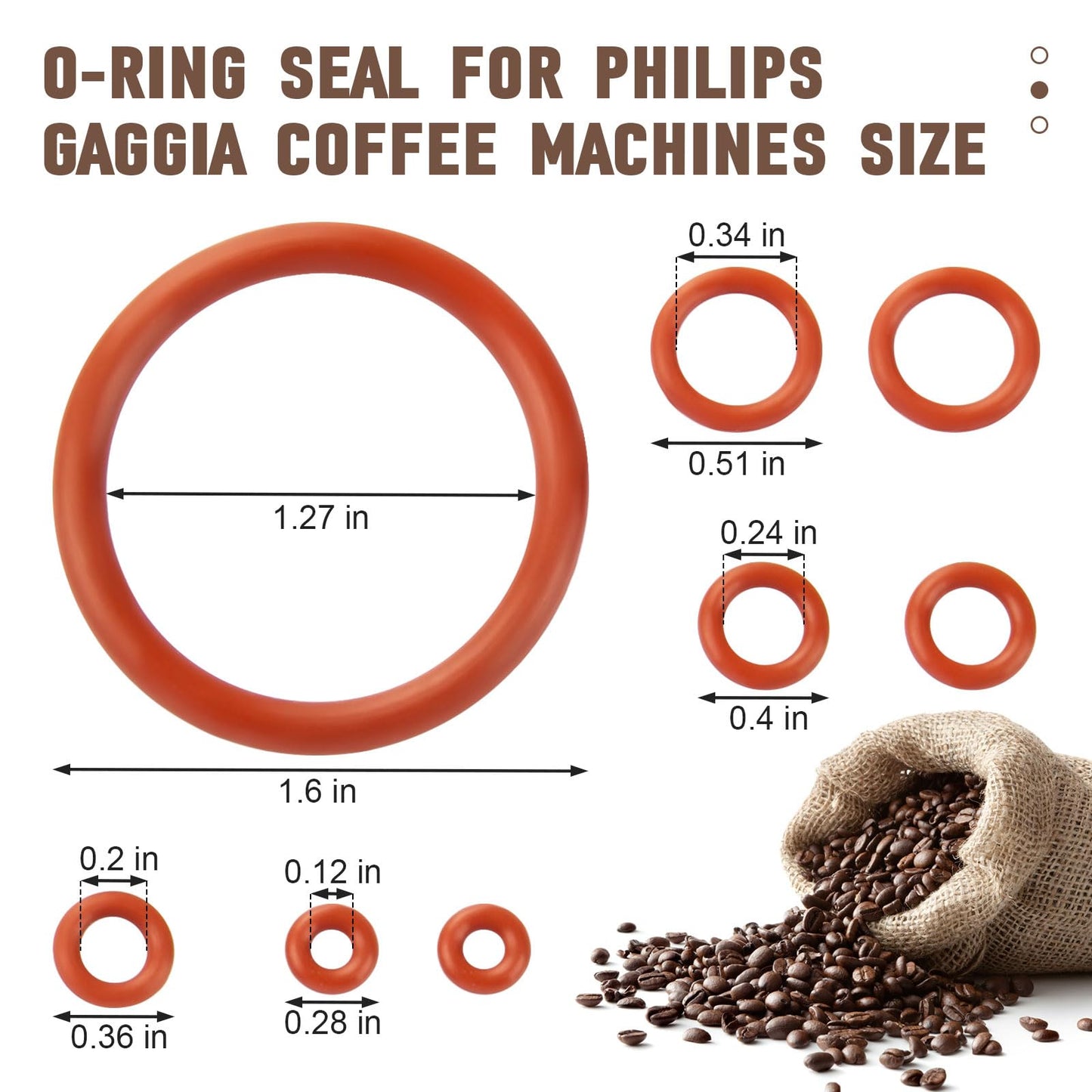 Seal O-Ring Kit Gasket Seal Set Fit for Saeco Philips Gaggia Coffee Machines for Boiler Outlet Pin and Brew Unit, Maintenance Kit Seal O-Rings Nozzle Gasket, 8 PCS