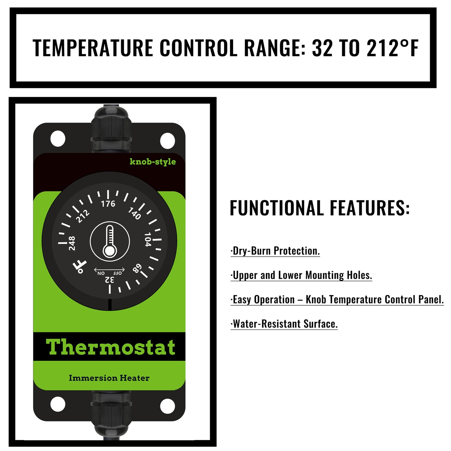 LINGLONGTEMP 2000W Submersible Pool & Hot Tub Portable Electric Immersion Water Heater with Temp Control for Bathtub, Pond, Inground Pool, Inflatable Pool, Baptism, Sap, Baptismal & Above Ground Pool