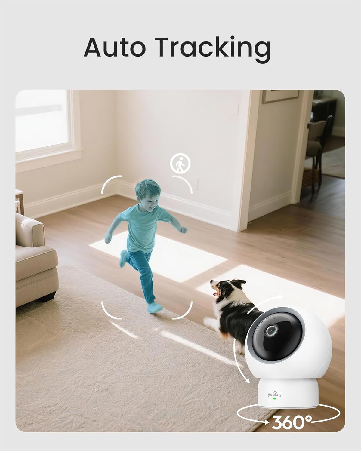 youkey 2.5K 360 5G/2.4G 6, Indoor Camera, No Monthly Fees, Pan-Tilt, Dog/Pet Camera for Home Security with Phone App