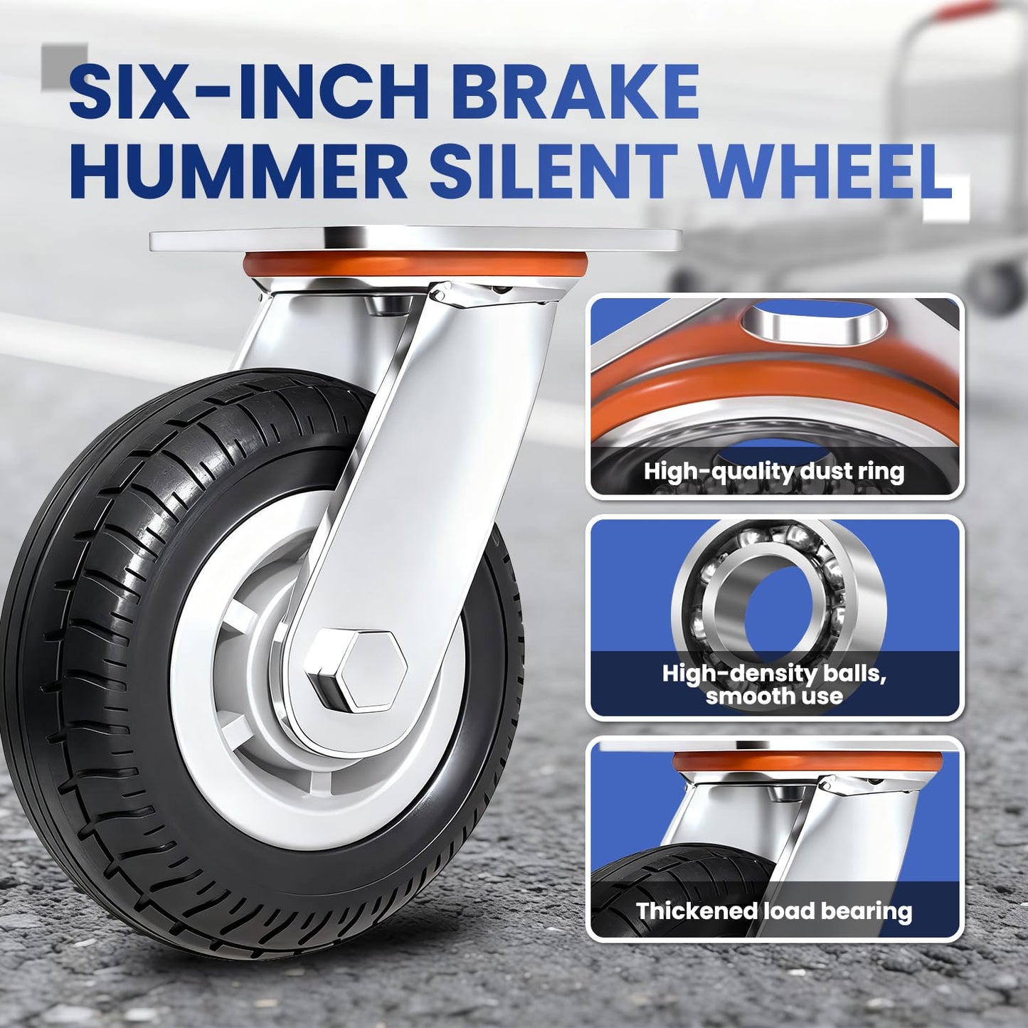 Heavy Duty Platform Truck with 6-Inch Brake Silent Wheels, Foldable Push Cart with Detachable Steel Wire Fence, Flat Hand Trucks for Gardens, Warehouses, Workshops (35.4 * 23.6 * 33.9in)