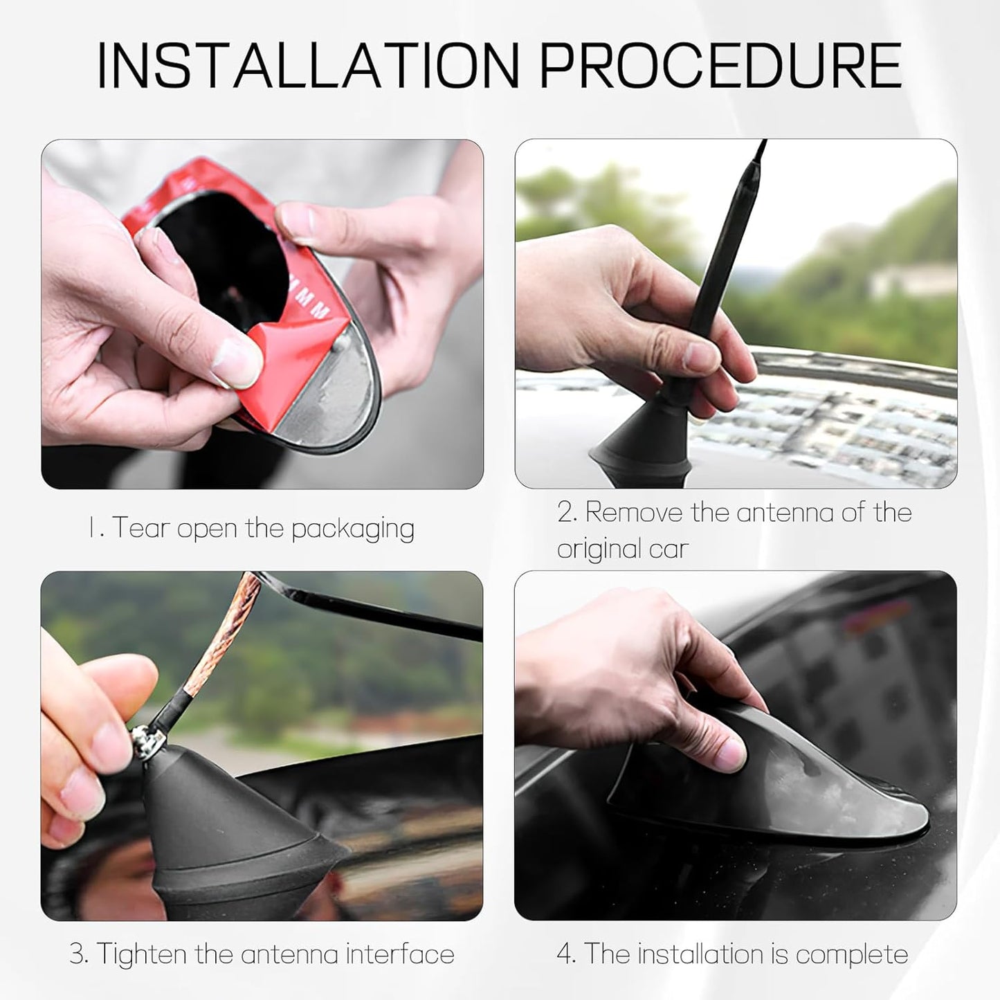 Wogomz Dummy Shark Fin Antenna Cover for Car, Auto Top Roof Aerials AM/FM Radio Signal Base with Adhesive Tape