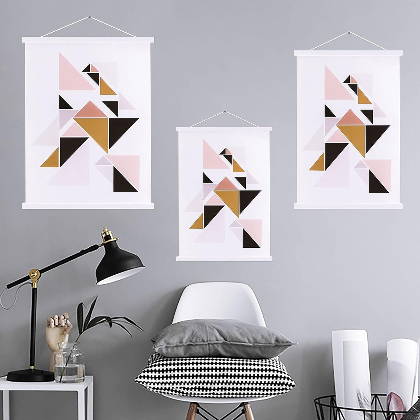 Ywlake Magnetic Poster Hanger - Wood Frame for 9x12, 9x14, 9x17 Prints | Easy Wall Display (White, 9")